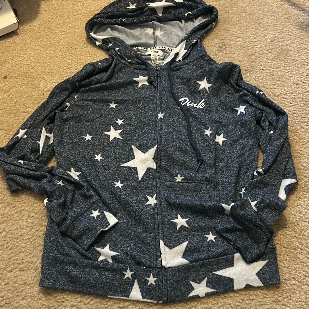 Lightweight “Pink” navy with stars hoodie